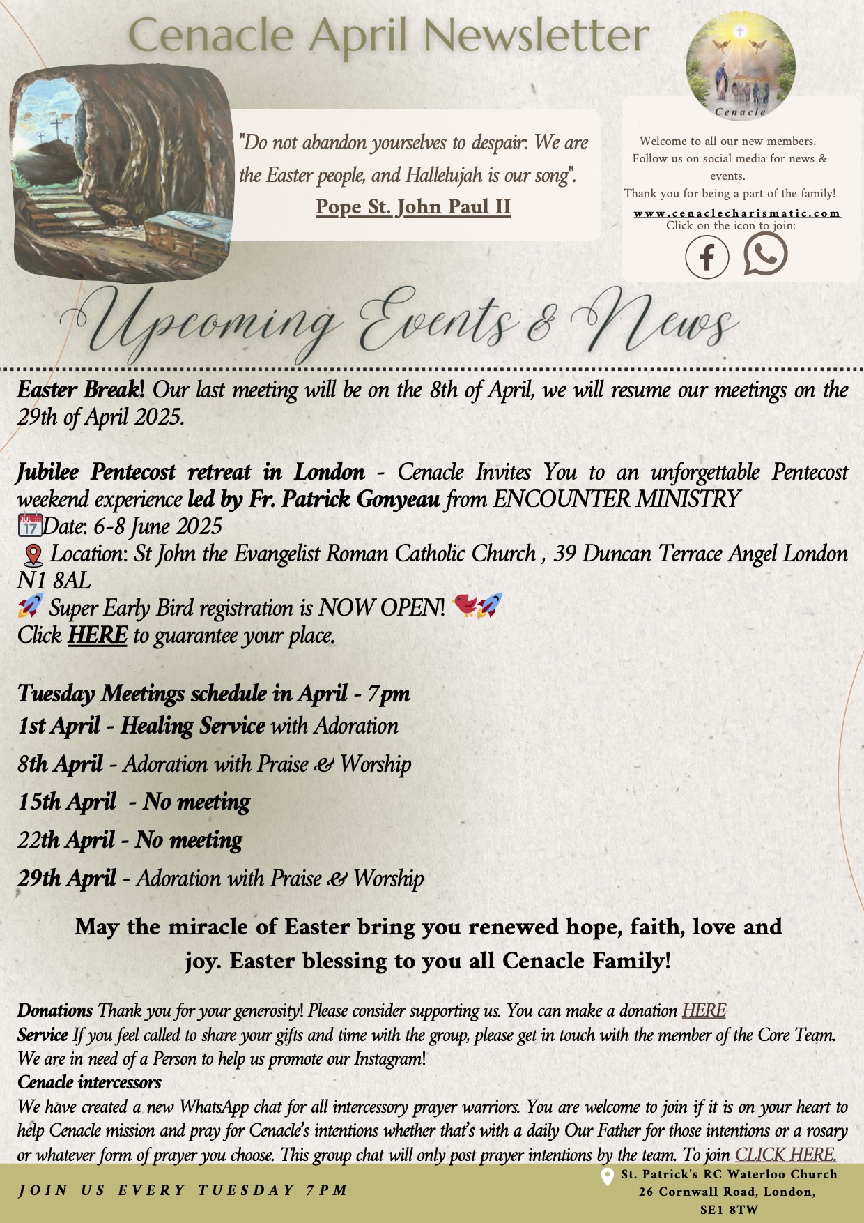 Cenacle April 2025